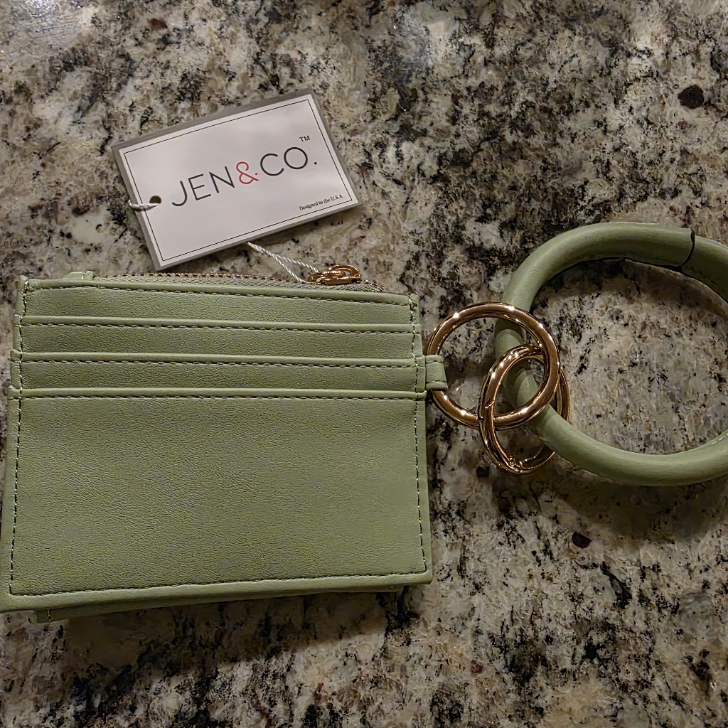 Green Card Holder With Gold Accents